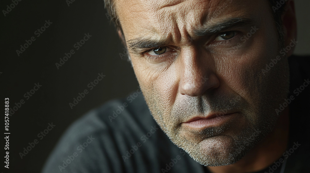 Man with a worried look and distressed expression Man with a worried look and distressed expression