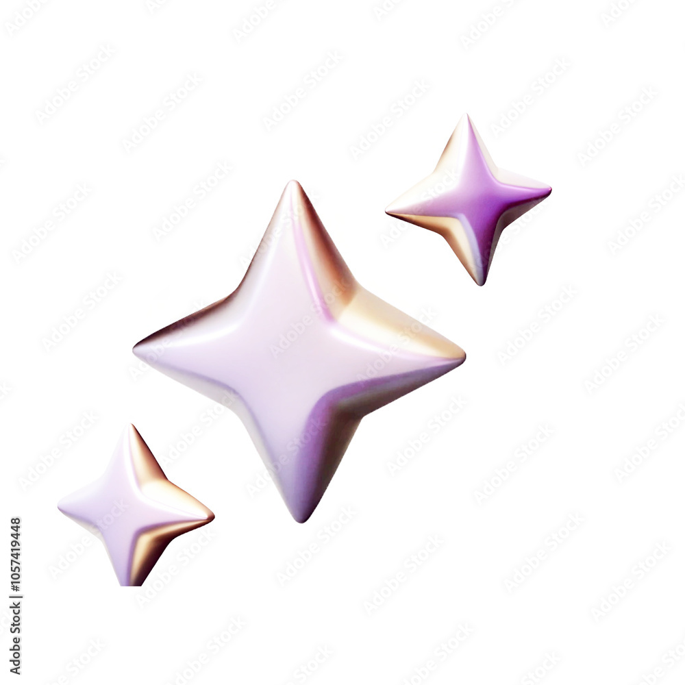 Obraz premium Shining Four-pointed stars 3d cartoon style illustration