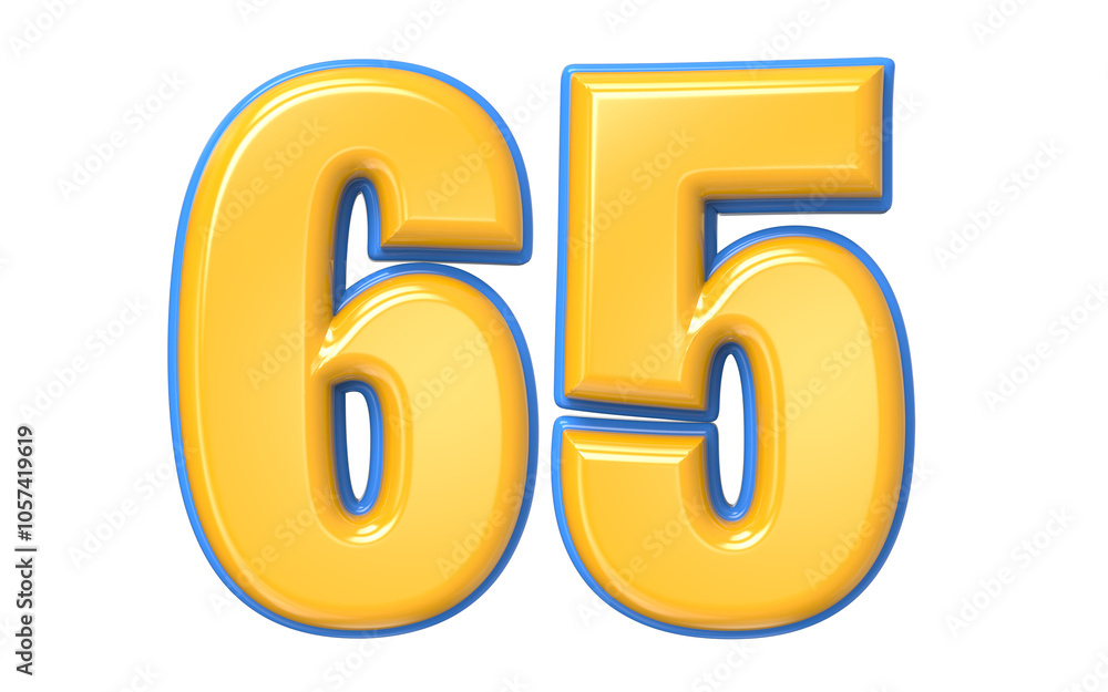 Blue And Yellow Number 3D Render Blue And Yellow Number 3D Render