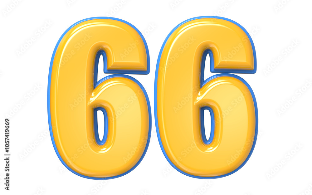 Blue And Yellow Number 3D Render Blue And Yellow Number 3D Render
