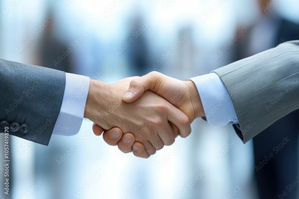 Business professionals shaking hands and networking in an office setting Business professionals shaking hands and networking in an office setting