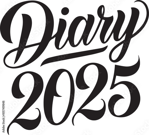 A minimalist calligraphy design with the text "Diary 2025".