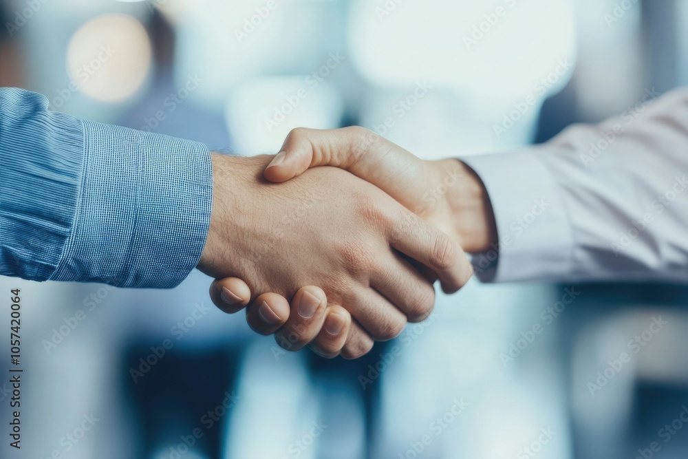Business professionals shaking hands and networking in an office setting Business professionals shaking hands and networking in an office setting