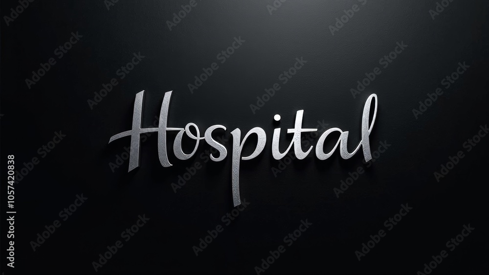 Premium Hospital Logo Featuring Elegant Calligraphy on Black Background Premium Hospital Logo Featuring Elegant Calligraphy on Black Background