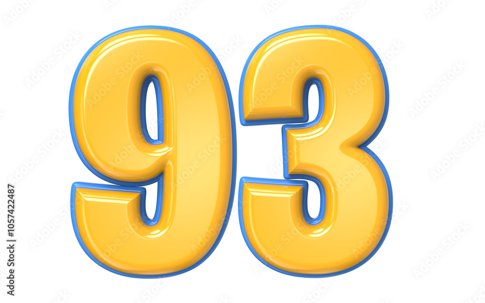 Blue And Yellow Number 3D Render Blue And Yellow Number 3D Render