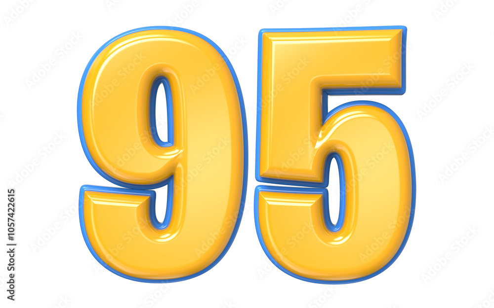 Blue And Yellow Number 3D Render Blue And Yellow Number 3D Render
