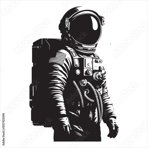 Astronaut silhouette vector Astronaut spacesuit silhouette Vector illustration 
