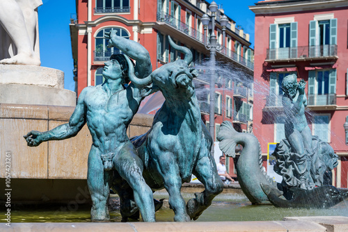 Obraz na płótnie Fontaine du Soleil in Nizza w salonie