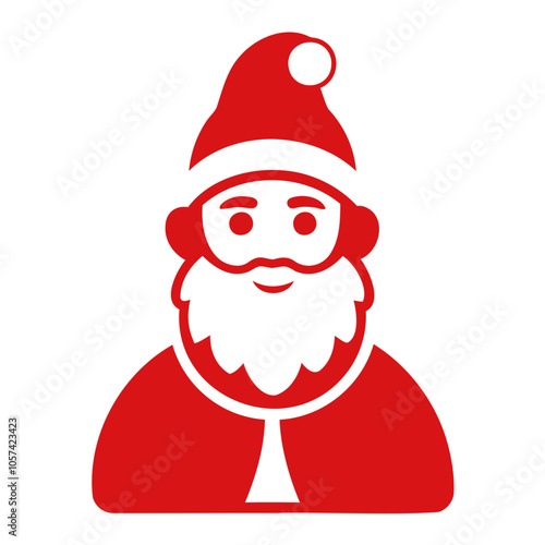 Santa Claus Icon Silhouette colored Vector Illustration, Christmas icon Design Transparent background