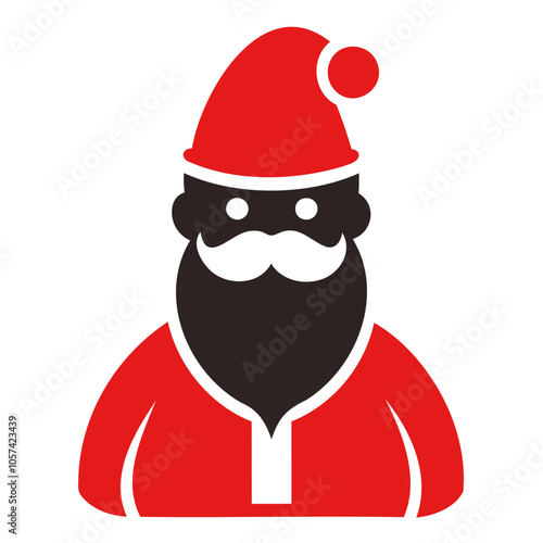 Santa Claus Icon Silhouette colored Vector Illustration, Christmas icon Design Transparent background