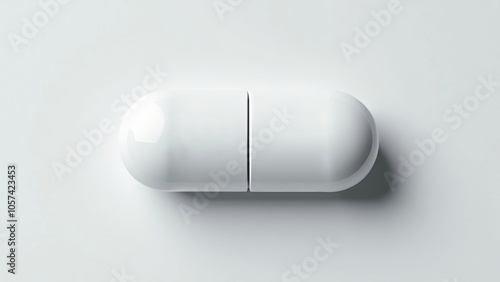 Single White Pill with Branding Design on a Minimal Background