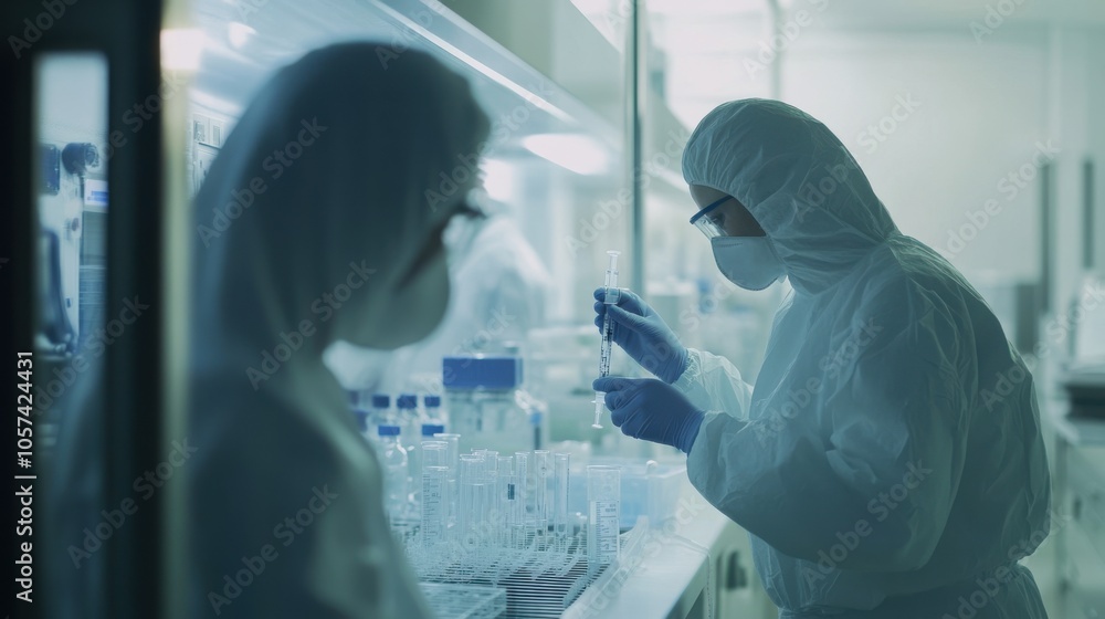 Medical research team developing a new flu vaccine Medical research team developing a new flu vaccine