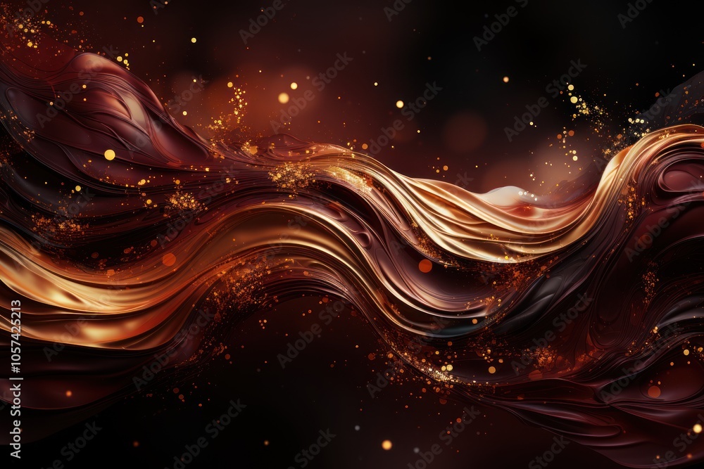 Abstract flowing waves in rich hues with sparkles, evoking movement and elegance. Abstract flowing waves in rich hues with sparkles, evoking movement and elegance.