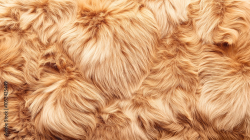 Close-up of textured fluffy orange fur covering the surface with intricate patterns and detailed strands, conveying warmth and softness in an abstract presentation.