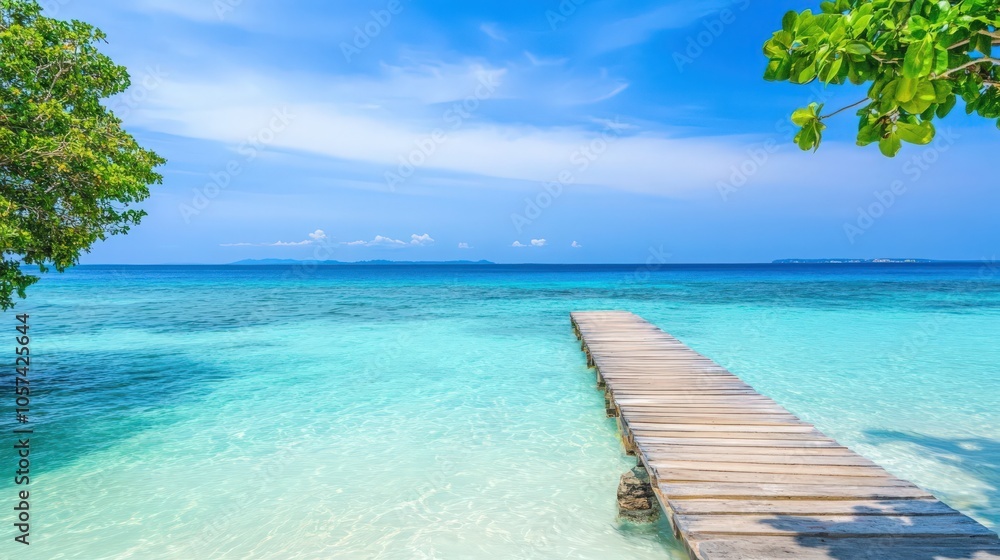 Fototapeta premium Water bungalow on Maldives island - nature travel background