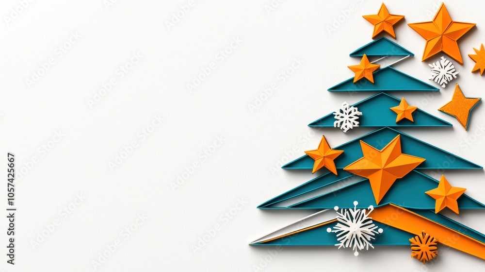 modern Christmas tree design with orange stars and snowflakes, perfect for festive decorations. This vibrant wallpaper adds cheerful touch to any holiday setting. modern Christmas tree design with orange stars and snowflakes, perfect for festive decorations. This vibrant wallpaper adds cheerful touch to any holiday setting.