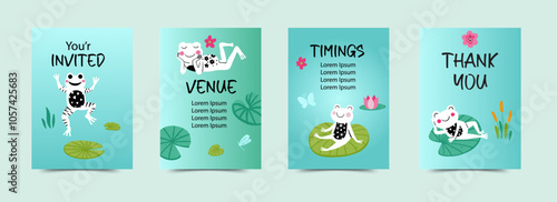 Fun Frogs Character Vector Cards Set