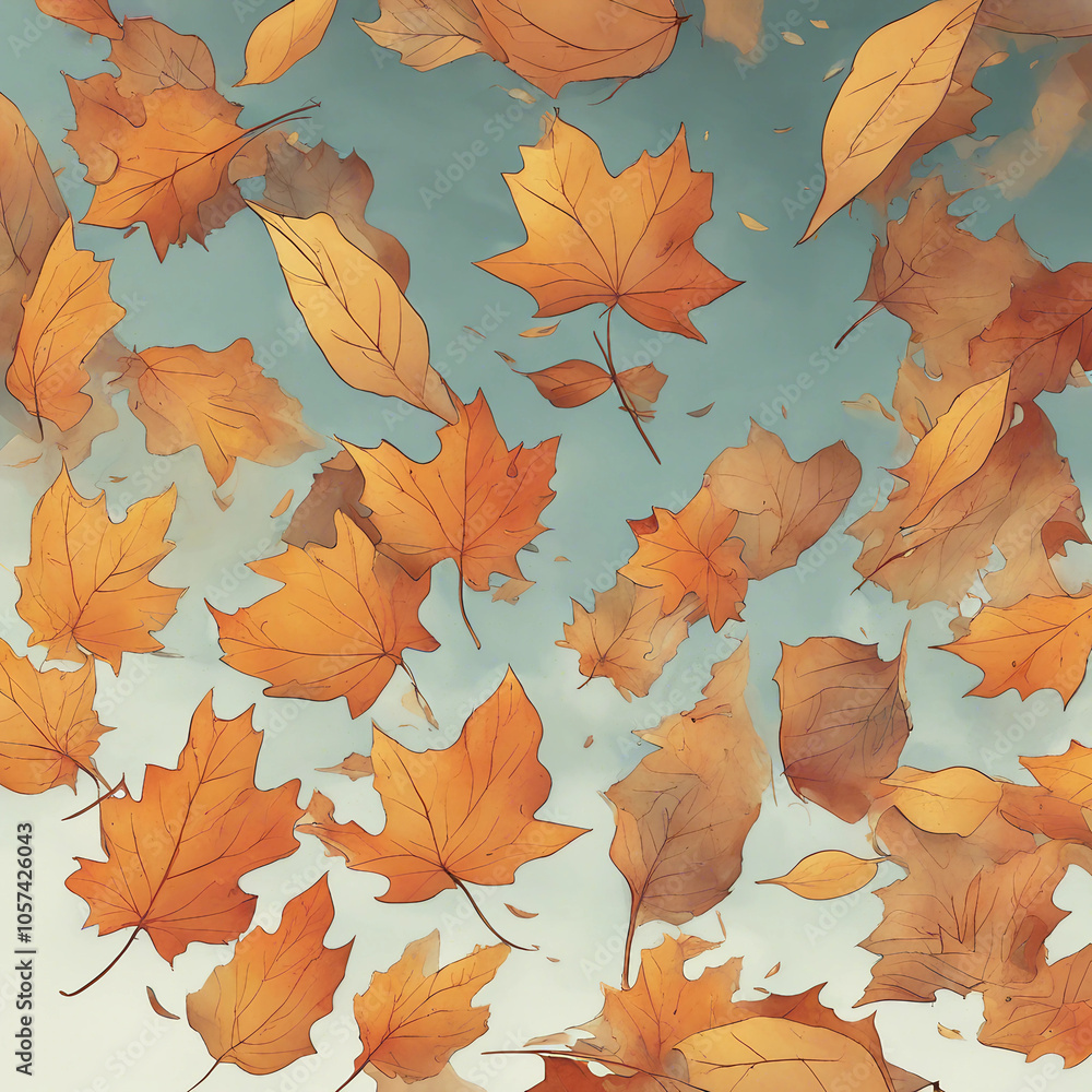 background illustration of fallen leaves flying in the wind background illustration of fallen leaves flying in the wind