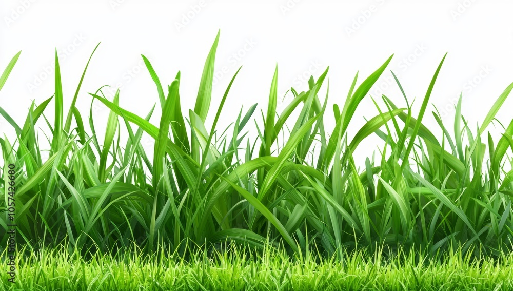 Obraz premium Green Grassy Hills Isolated on White Background