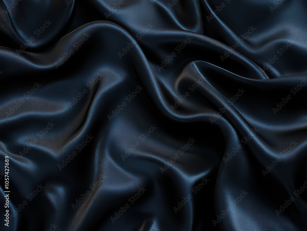 Luxurious black silk fabric with smooth, flowing folds and a glossy finish, capturing elegance and sophistication. Luxurious black silk fabric with smooth, flowing folds and a glossy finish, capturing elegance and sophistication.