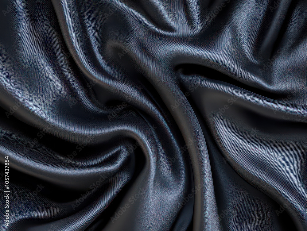 Close-up of elegant, flowing dark silk fabric with a soft sheen. Close-up of elegant, flowing dark silk fabric with a soft sheen.