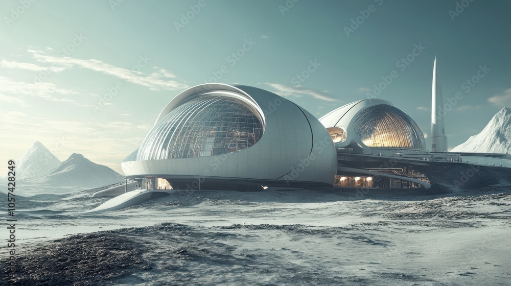 Modern hotel with a sleek design set against a backdrop of Modern hotel with a sleek design set against a backdrop of