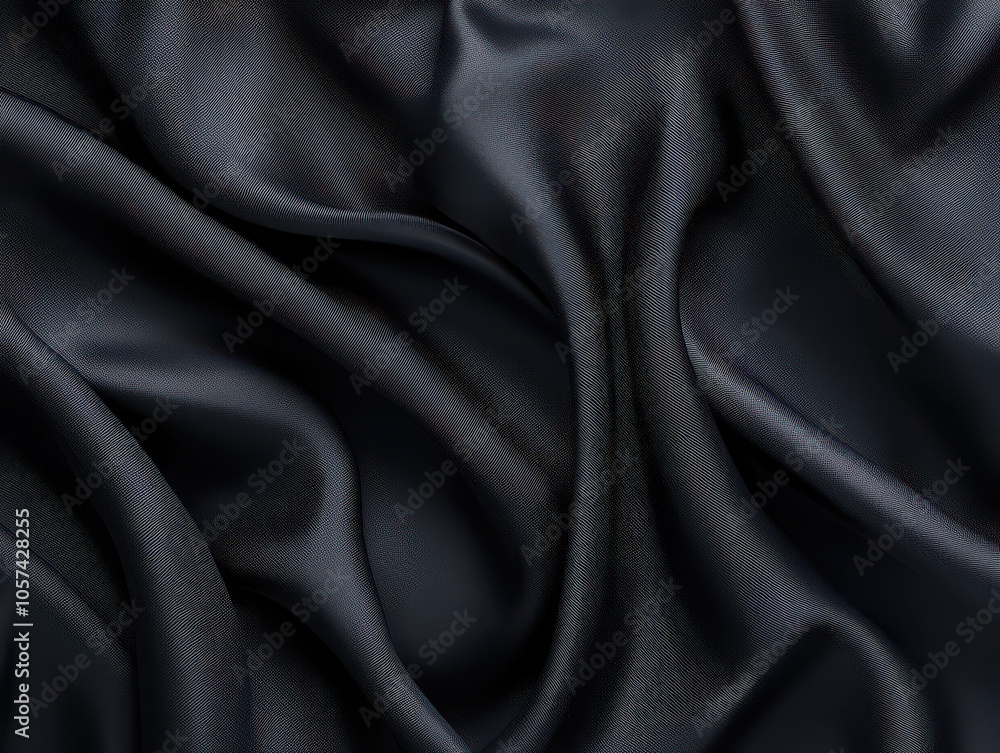 Elegant folds of black silk fabric create a luxurious texture. Elegant folds of black silk fabric create a luxurious texture.