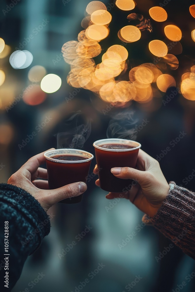 New Year's mulled wine in hands. Selective focus New Year's mulled wine in hands. Selective focus