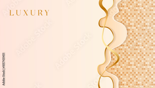 Luxury golden line background golden shades in 3d abstract style. Illustration from vector about modern template deluxe design