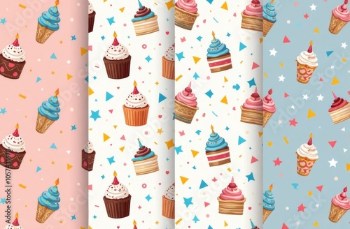 seamless pattern with cupcakes