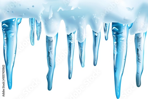 Digital Illustration of Blue Icicles in Clip Art Style