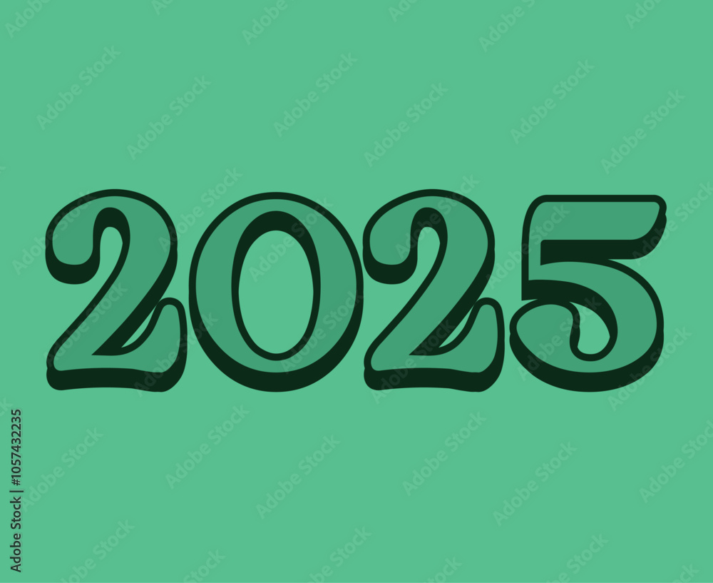 2025 Happy New Year Holiday Design Green 3D Elegant Abstract Vector Illustration 2025 Happy New Year Holiday Design Green 3D Elegant Abstract Vector Illustration