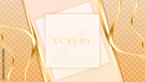 Luxury golden line background golden shades in 3d abstract style. Illustration from vector about modern template deluxe design