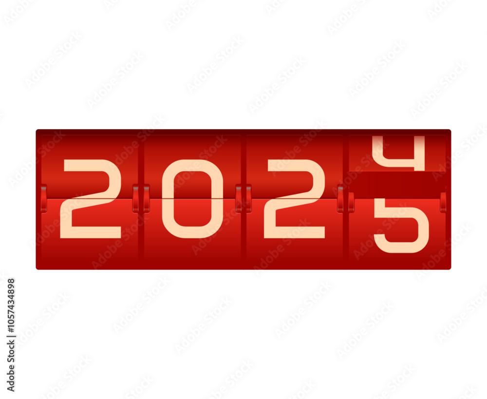 2025 Happy New Year Holiday Design Red Digital Clock Drawing Elegant Abstract Vector Illustration 2025 Happy New Year Holiday Design Red Digital Clock Drawing Elegant Abstract Vector Illustration
