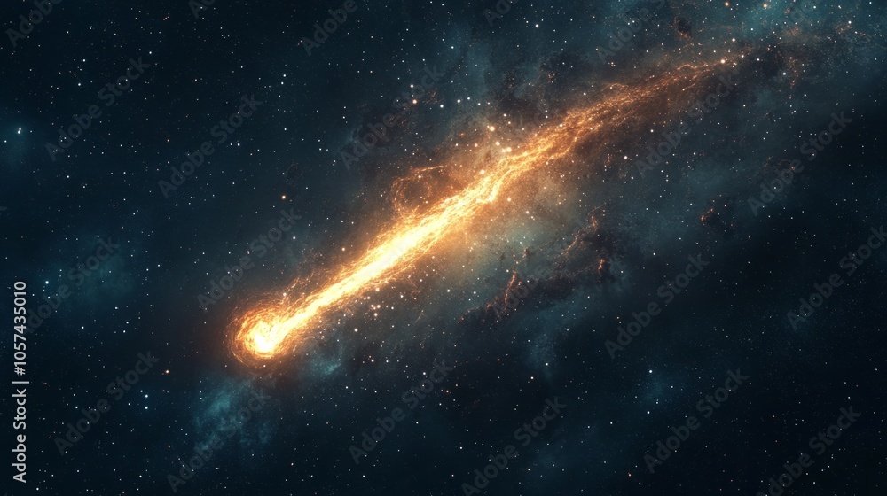 luminous comet passing through a dense star field and its bright tail leaving a trail of light in the darkness generative ai luminous comet passing through a dense star field and its bright tail leaving a trail of light in the darkness generative ai