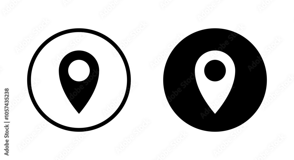 Map pin, location icon on black circle. Address sign symbol Map pin, location icon on black circle. Address sign symbol
