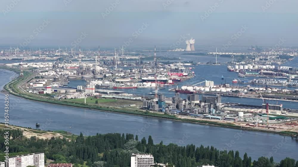 Aerial shot of Port of Antwerp, Belgium Aerial shot of Port of Antwerp, Belgium