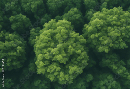 Lush green tree top view