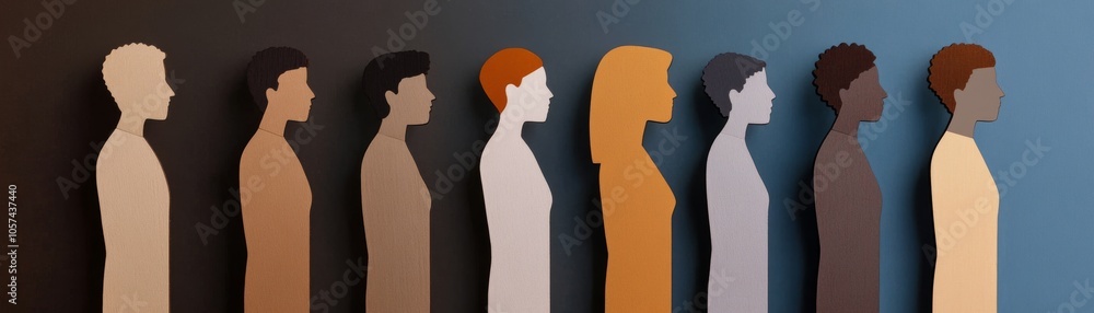 Diverse Human Wooden Silhouettes Variety. Inclusivity, Unity, Acceptance of All. Diversity and inclusion. People Figurines Standing in a Row. Unity, representation within society. Close to each other Diverse Human Wooden Silhouettes Variety. Inclusivity, Unity, Acceptance of All. Diversity and inclusion. People Figurines Standing in a Row. Unity, representation within society. Close to each other