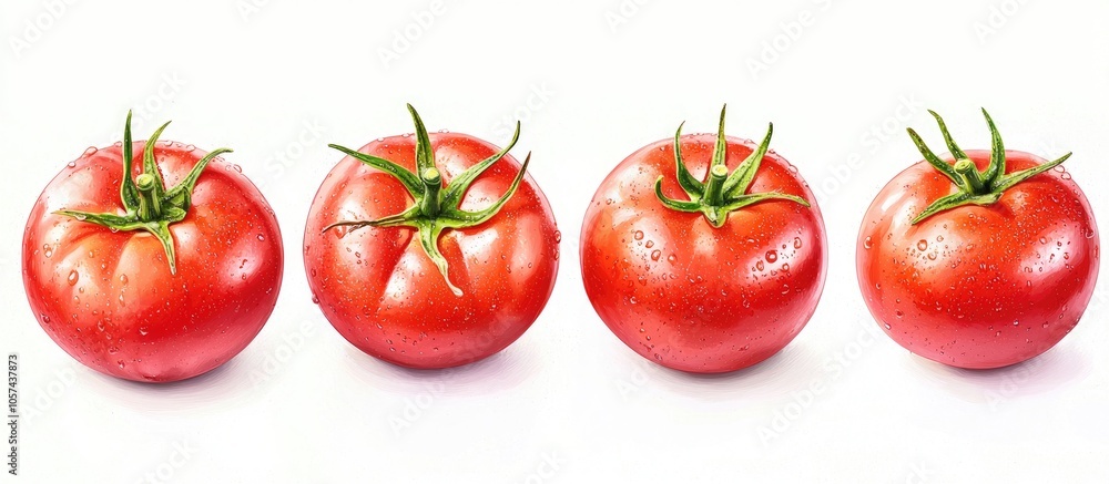 Four Big Red Tomato On A White Background Four Big Red Tomato On A White Background