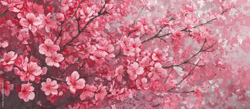 Blooming Cherry Tree Branches Full Of Delicate Pink Flowers Blooming Cherry Tree Branches Full Of Delicate Pink Flowers