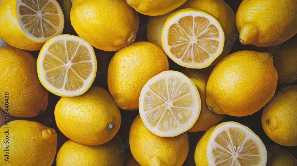 Freshly cut collection of vibrant lemons Freshly cut collection of vibrant lemons