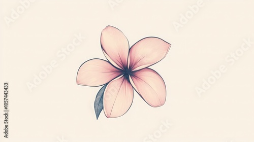 Simple beauty icon of a plumeria flower, drawn with elegance; ideal for use in design templates. -