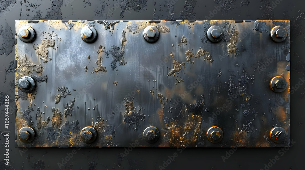 Rusty Metal Plate with Bolts 3D Illustration Rusty Metal Plate with Bolts 3D Illustration