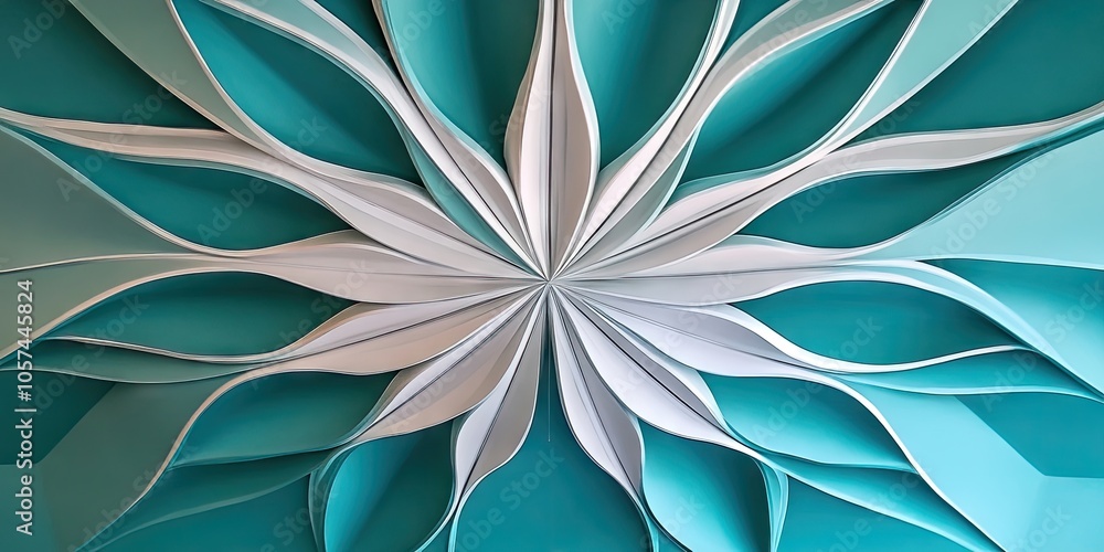 Abstract design featuring a five pointed star shape, created with a striking teal color for an eye catching ceiling effect. The design utilizes a vibrant teal hue. Abstract design featuring a five pointed star shape, created with a striking teal color for an eye catching ceiling effect. The design utilizes a vibrant teal hue.