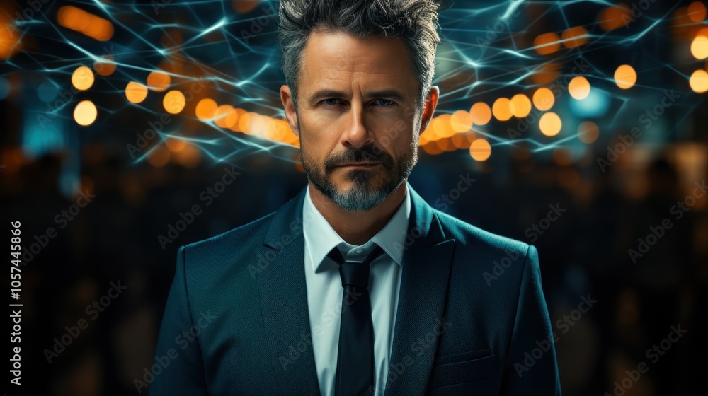 Portrait of a Man with a Network of Lights Portrait of a Man with a Network of Lights