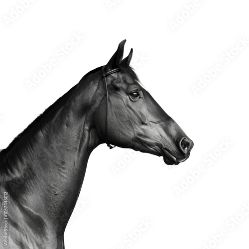 Majestic Black Horse Portrait in Studio Lighting photo