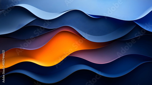 Abstract Background with Wavy Lines in Blue, Orange, and Purple Colors