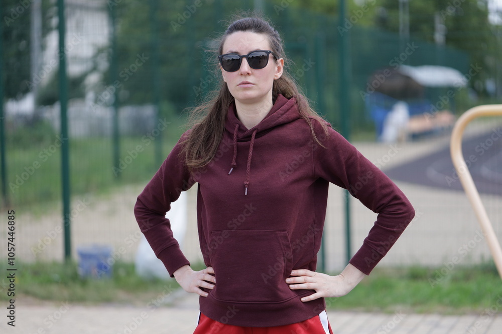 Woman exercising or doing workout session outside Woman exercising or doing workout session outside
