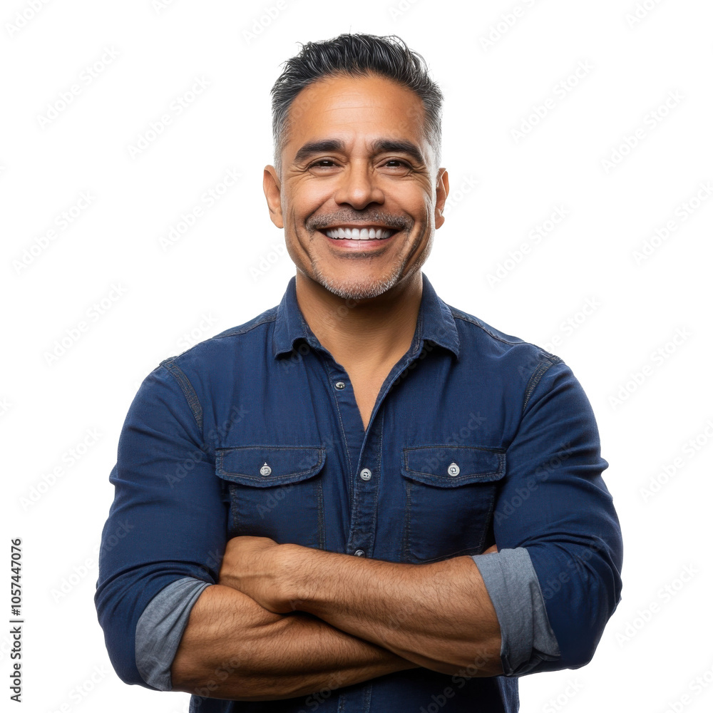 Confident Man Smiling in Casual Portrait with Arms Crossed for Professional and Friendly Appearance Confident Man Smiling in Casual Portrait with Arms Crossed for Professional and Friendly Appearance
